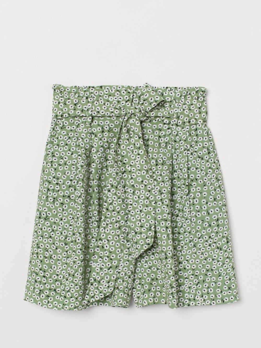 H&M Green Floral Paperbag Waist Shorts Sz.4 NWOT - Picture 2 of 8